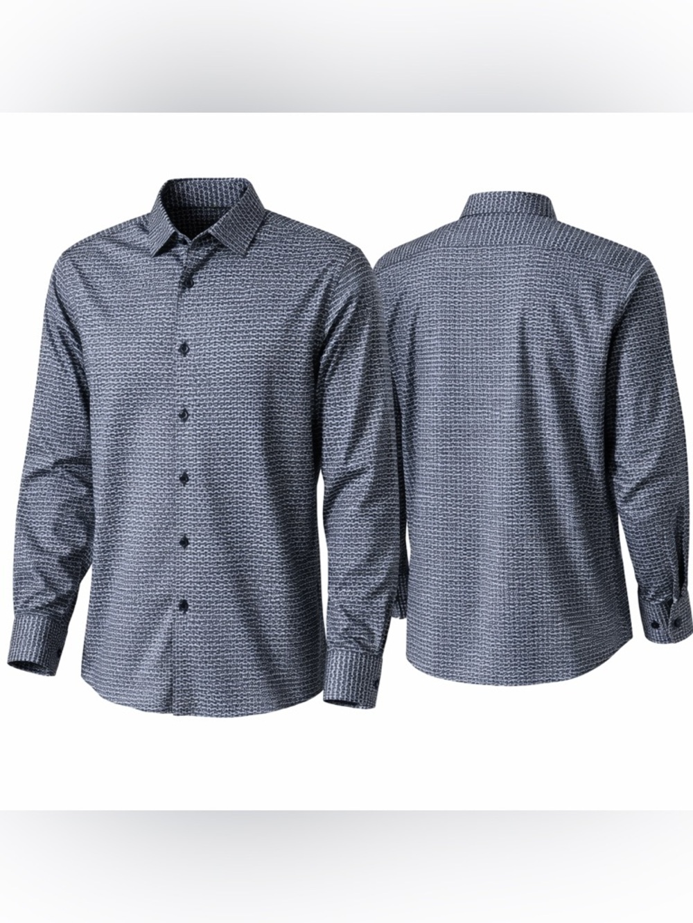 Tom Baine Performance Slim Fit – Tom Baine Black/White Pattern Button Down - M